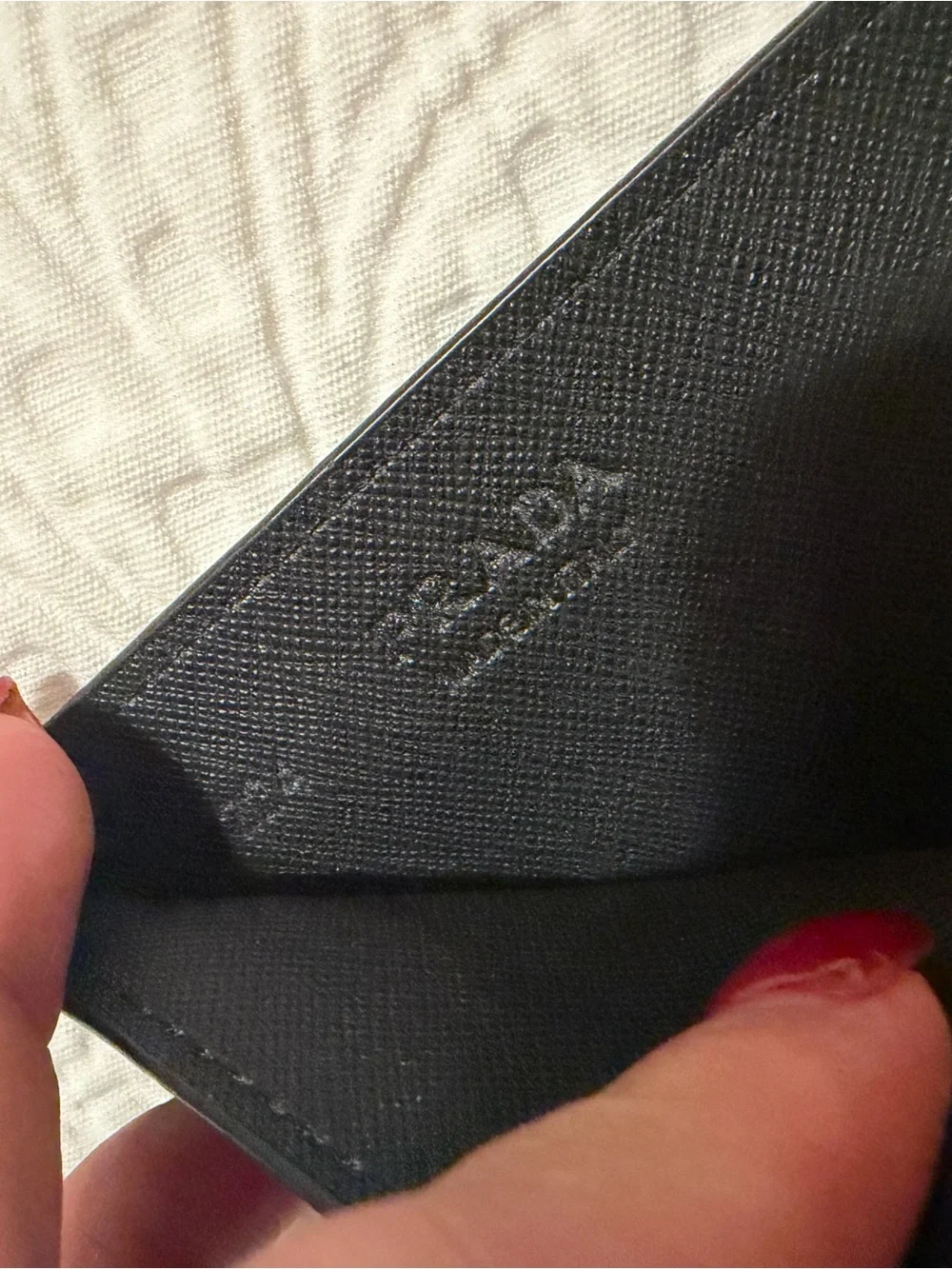 Prada Black Saffiano Card Case with Silver Triangle Logo